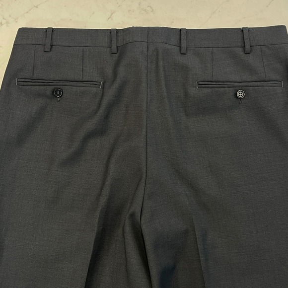 Canali Wool Trousers Mens 36x30 Black 100% Wool Flat Front Made in Italy - Picture 5 of 10
